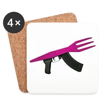 MAKE FRIES NOT WAR - Bellegique - Dessous de verre (lot de 4) - blanc - Devant