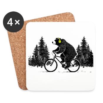Cycling Bear - Coasters (set of 4) - white - Front
