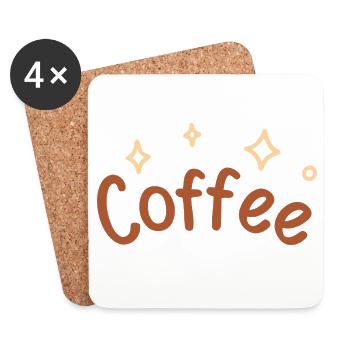 Lettrage Café Esquisse - Dessous de verre (lot de 4) - blanc - Devant