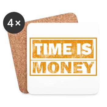 Zeit ist Geld – notlose Orange - Untersetzer (4er-Set) - Weiß - Vorne