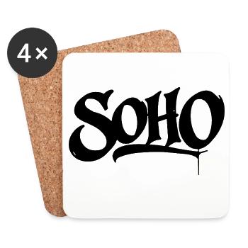 Conception de t-shirts graffiti Soho - Dessous de verre (lot de 4) - blanc - Devant