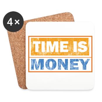 Time Is Money: Contrast Typography - Coasters (set of 4) - white - Front