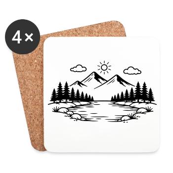 Mountains Nature Outdoor Icon - Coasters (set of 4) - white - Front