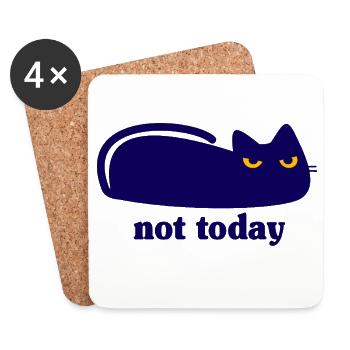 Cat Not Today Lazy Saying - Coasters (set of 4) - white - Front