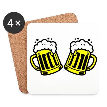 Bier Bierkrug Prost Comic - Untersetzer (4er-Set) - Weiß - Vorne