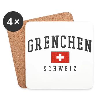 Grenchen Schweiz Vintage Emblem - Untersetzer (4er-Set) - Weiß - Vorne