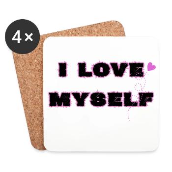 Selbstliebe, I love myself - Untersetzer (4er-Set) - Weiß - Vorne