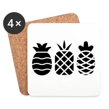 Ananas ohne Schnickschnack - Untersetzer (4er-Set) - Weiß - Vorne
