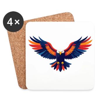 Colorful Eagle Flight Eagle Outstretched Wings Motif - Coasters (set of 4) - white - Front