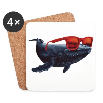 Whale with sunglasses - Coasters (set of 4) - white - Front