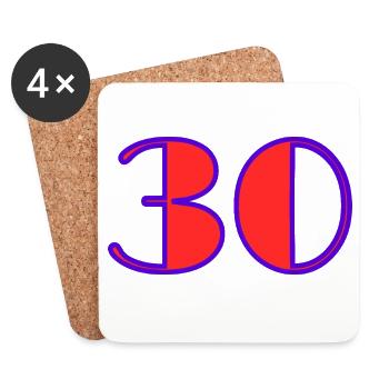30. 30 ANS. 30e ANNIVERSAIRE. ANNIVERSAIRE 30 ANS. - Dessous de verre (lot de 4) - blanc - Devant