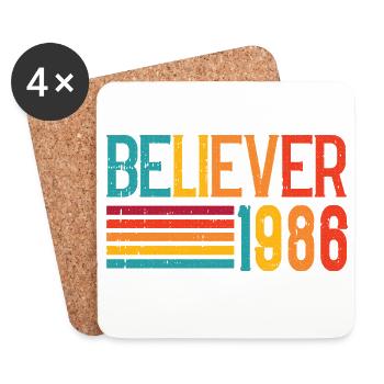 Believe 1986 Regenbogen Retro - Untersetzer (4er-Set) - Weiß - Vorne