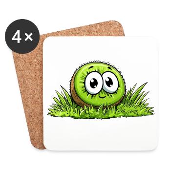 Heureux kiwi dans l’herbe - Dessous de verre (lot de 4) - blanc - Devant