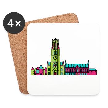 Mechelen City Skyline St. Rumbold Turm Kunst - Untersetzer (4er-Set) - Weiß - Vorne