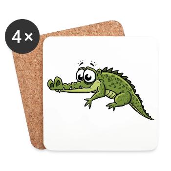 Crocodile with big eyes cartoon - Coasters (set of 4) - white - Front