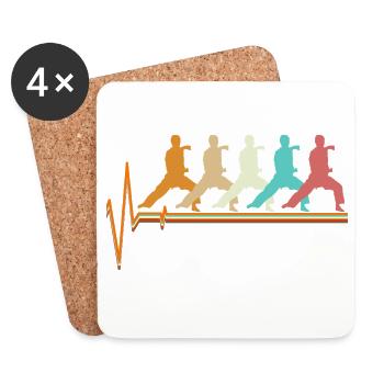 Cadeau d’arts martiaux rétro Karate Heartbeat Echo - Dessous de verre (lot de 4) - blanc - Devant