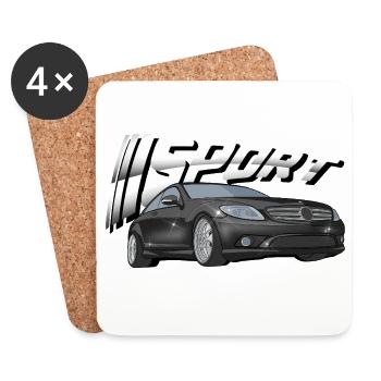 Schwarz glänzender Sportwagen cls  - Untersetzer (4er-Set) - Weiß - Vorne