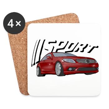 Voiture de sport rouge - Dessous de verre (lot de 4) - blanc - Devant