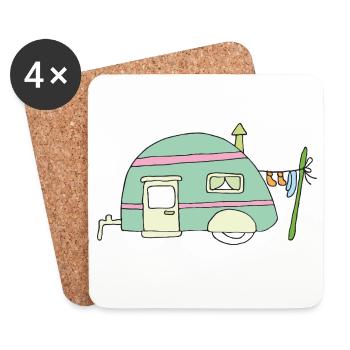 Pastell Camper Traum - Untersetzer (4er-Set) - Weiß - Vorne