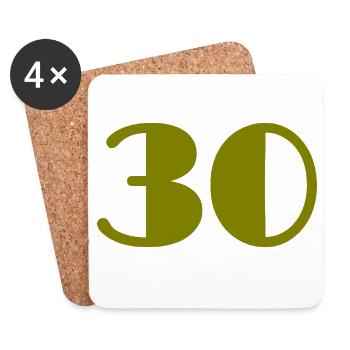 30. 30 ANS. 30e ANNIVERSAIRE. ANNIVERSAIRE 30 ANS. - Dessous de verre (lot de 4) - blanc - Devant
