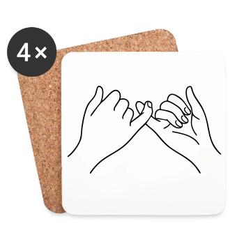 Mains de promesse Symbole d’art en ligne Amitié - Dessous de verre (lot de 4) - blanc - Devant