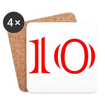 10. 10 ANS. 10e ANNIVERSAIRE. ANNIVERSAIRE 10 ANS. - Dessous de verre (lot de 4) - blanc - Devant