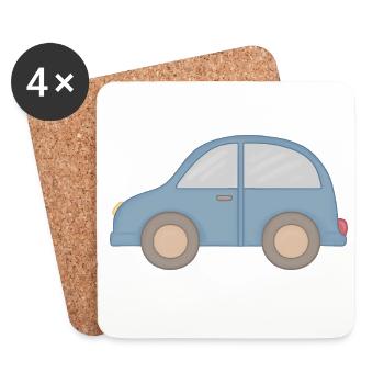 Kleines Blaues Auto Grafik - Untersetzer (4er-Set) - Weiß - Vorne