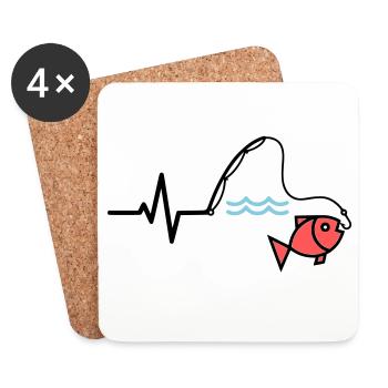 Pulse Fishing Rod Fish Colored - Coasters (set of 4) - white - Front