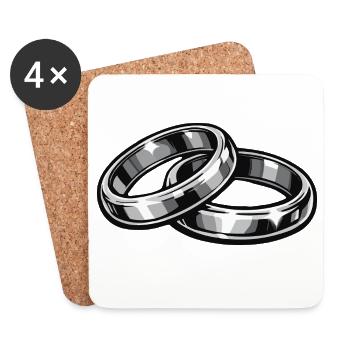 Eheringe Hochzeitsringe - Untersetzer (4er-Set) - Weiß - Vorne