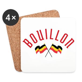 Bouillon Crossed Belgian Flags Emblem - Coasters (set of 4) - white - Front