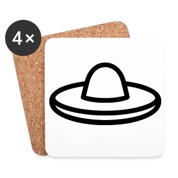 chapeau mexicain - Dessous de verre (lot de 4) - blanc - Devant
