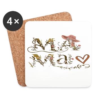 Lettres de Fleurs Maman - Dessous de verre (lot de 4) - blanc - Devant