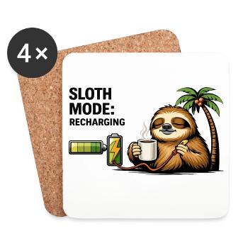 Sloth Mode Recharging Coffee - Coasters (set of 4) - white - Front