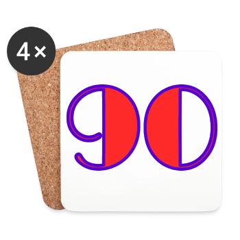 90. 90 ANS. 90e ANNIVERSAIRE. ANNIVERSAIRE 90 ANS. - Dessous de verre (lot de 4) - blanc - Devant