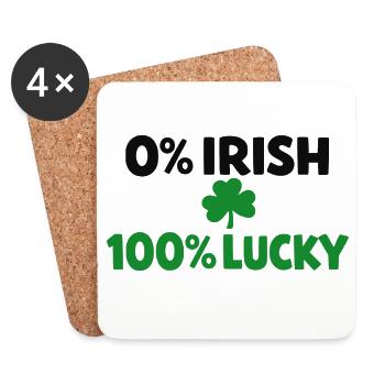 0 % irlandais, 100 % chanceux - Dessous de verre (lot de 4) - blanc - Devant