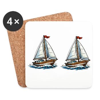 Voiliers sur les vagues - Dessous de verre (lot de 4) - blanc - Devant