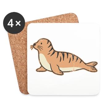 Coastal Seal Illustration - Coasters (set of 4) - white - Front