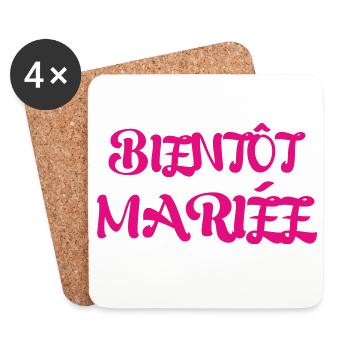 Futur Mariée EVJF : Design Girly Rose et Festif - Dessous de verre (lot de 4) - blanc - Devant