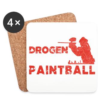 Nein zu Drogen Ja zu Paintball - Dessous de verre (lot de 4) - blanc - Devant