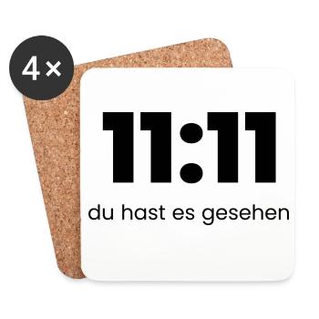 11:11 Du hast es gesehen – Mystisches Statement Sh - Untersetzer (4er-Set) - Weiß - Vorne