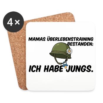 Jungs Mama Überlebenstraining Helm Muttertag - Untersetzer (4er-Set) - Weiß - Vorne