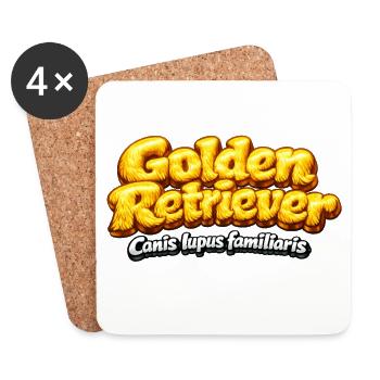 Golden Retriever - typographic design - Coasters (set of 4) - white - Front