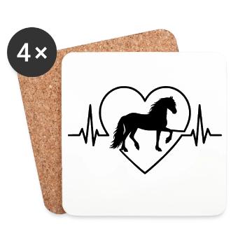 Chemise de cheval, Frise frisonne - Dessous de verre (lot de 4) - blanc - Devant