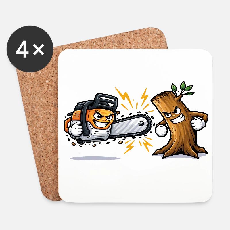 Kettensägen-Trimmer-Geschenkidee - Untersetzer (4er-Set) - Weiß