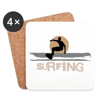 Surf Surfen Surfer - Dessous de verre (lot de 4) - blanc - Devant