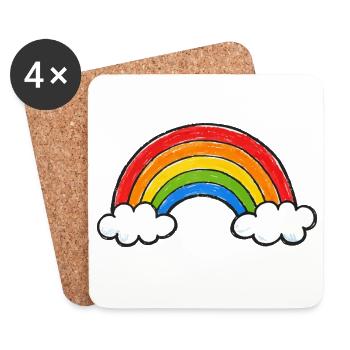 Hand Drawn Rainbow - Coasters (set of 4) - white - Front