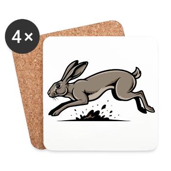 Lièvre Sauvage Lièvre Course Vitesse Nature - Dessous de verre (lot de 4) - blanc - Devant