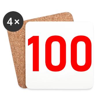 100. 100 ANS. 100e ANNIVERSAIRE. ANNIVERSAIRE 100  - Dessous de verre (lot de 4) - blanc - Devant