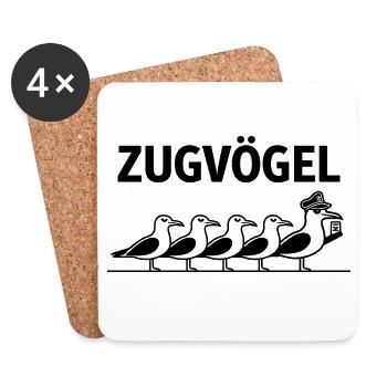  Zugvögel Bahn Schaffner Möwen Cartoon Eisenbahn - Untersetzer (4er-Set) - Weiß - Vorne