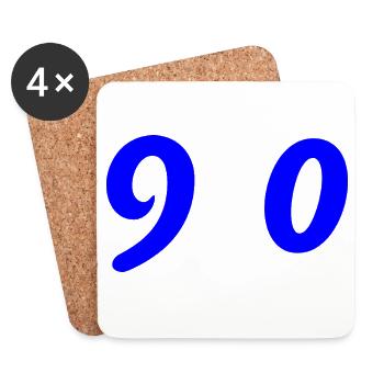 90. 90 ANS. 90e ANNIVERSAIRE. ANNIVERSAIRE 90 ANS. - Dessous de verre (lot de 4) - blanc - Devant